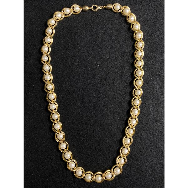 Gold Tone Faux Pearl Necklace