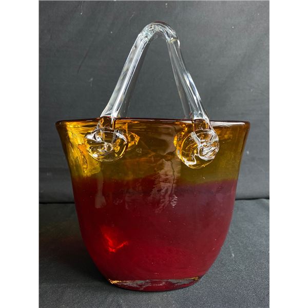 Vintage Large Amberina Glass Purse Voise
