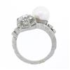 Image 8 : Antique Platinum 1.50 ctw GIA European Diamond Cultured Pearl Textured Bypass Ri