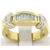 Image 2 : Unique 14k Yellow & White Gold 0.56 ctw Graduated Baguette Cut Diamond Band Ring