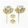 Image 4 : NEW 14k Yellow Gold 2.12 ctw Round Aquamarine Diamond Halo Cluster Stud Earrings