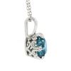 Image 3 : New 14k White Gold 1.5 ctw Round Vivid Blue Zircon Solitaire Fancy Pendant & Cha