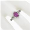 Image 3 : 18k White Gold 1.71 ctw Oval Prong Pink Sapphire & Round Diamond Engagement Ring