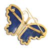 Image 4 : Vintage 14K Gold Custom Cut Carved Lapis Lazuli Butterfly Brooch Pin Pendant