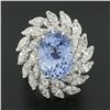 Image 2 : Platinum Handmade GIA Ceylon NO HEAT Oval Sapphire & Marquise Diamond Halo Ring