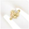 Image 3 : 18k Multi Tone Gold Detailed Polished Finish Multicolor Buttercup Flower Ring