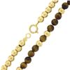 Image 4 : Vintage 14k Gold Round 4mm Tigers Eye & Polished Bead Ball Slide Chain Necklace
