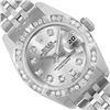 Image 1 : Rolex Ladies Stainless Steel Quickset Sapphire Silver Pyramid Diamond Datejust H