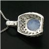 Image 6 : 14K White Gold 4.31 ctw Oval Chalcedony White & Black Diamond 16" Pendant Neckla