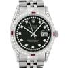 Image 1 : Rolex Mens Stainless Steel Black String Diamond Lugs And Ruby Datejust 36MM
