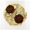 Image 1 : Vintage Handmade 18k Gold 3.2 ctw Round Garnet Open Wire Work Bypass Cocktail Ri