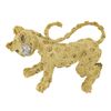 Image 1 : Robert Wander 18K Gold Emerald & Diamond Hand Textured Leopard Cat Brooch Pin