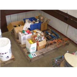 PALLET OF CAULKING GUNS, CAULK & PAINT