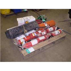 PALLET OF MISC FIRE EXTINGUISHERS & FIRST AID KITS