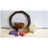Image 1 : GRAPE WREATH, CRAFT CHAINS, 42" CURTAIN ROD, AND