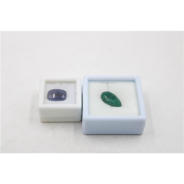 #103- NATURAL  TAZANITE 5.55CT & EMERLAD 13.30CT