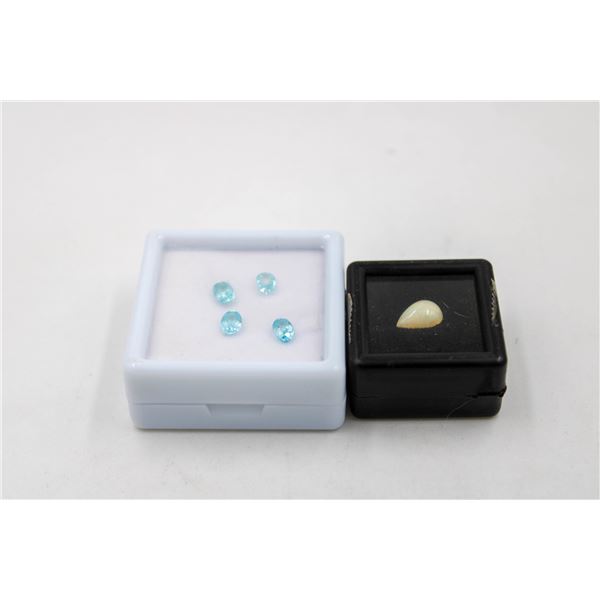 #184-HEAETED BLUE ZIRCON 3.40CT & OPAL 1.15CT