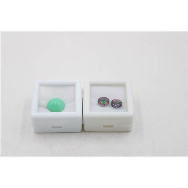 #188-NATURAL CHYSOPRASE 3.90CT & MYSTIC QZ 2.5MM