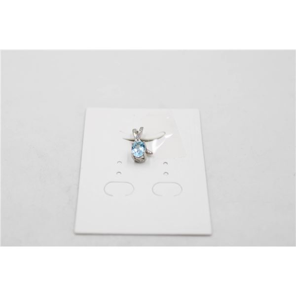 #243-NATURAL SKY BLUE TOPAZ & CZ PENDANT