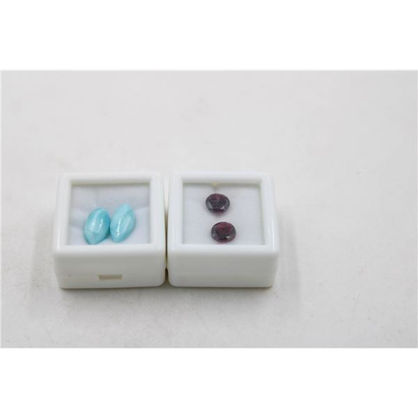 #83-NATURAL  RED GARNET 3.25 CT & LARIMAR 5.90 CT