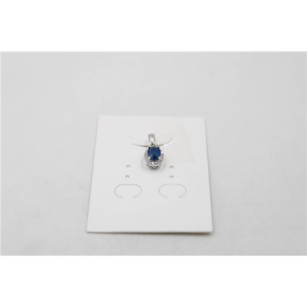 #259-HEATED BLUE SAPPHIRE & CZ  PENDANT
