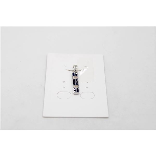 #256-HEATED BLUE SAPPHIRE & WHITE ZIRCON PENDANT