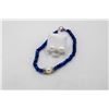 #139-NATURAL BLUE JADE, PEARL BRACELET &  EARRINGS