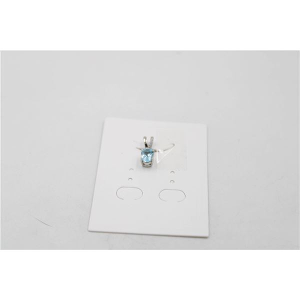 #239-NATURAL SKY BLUE TOPAZ & CZ PENDANT