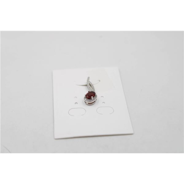 #205-NATURAL RED GARNET & CZ PENDANT
