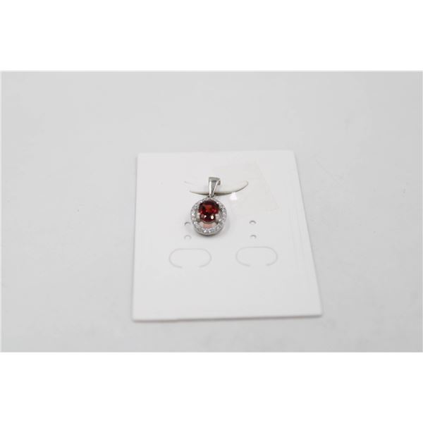 #211-NATURAL RED GARNET & CZ PENDANT