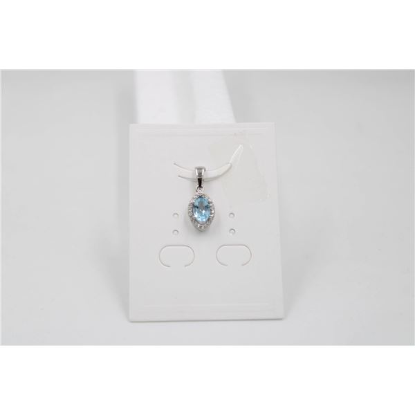 #249-NATURAL SKY BLUE TOPAZ & CZ PENDANT