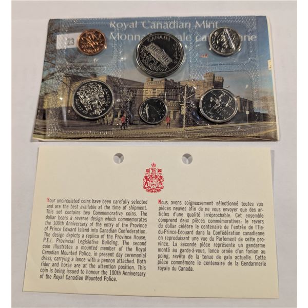 1973 CANADA "RCMP" 25c UNC. COIN SET, MINT SEALE