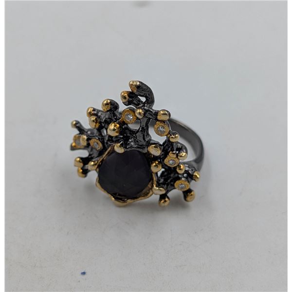 BLACK RODIUM PLATED .925 SILVER RING, SIZE 8