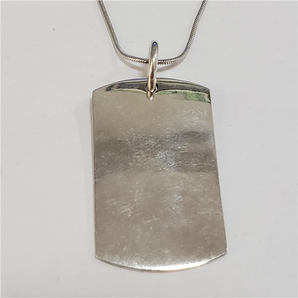 JP1066-173 SILVER ENGRAVABLE TAG NECKLACE