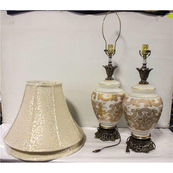 2 ANTIQUE LAMPS W/SHADES