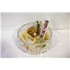 CRYSTAL BOWL WITH VINTAGE GOLF ITEMS - ESTATE