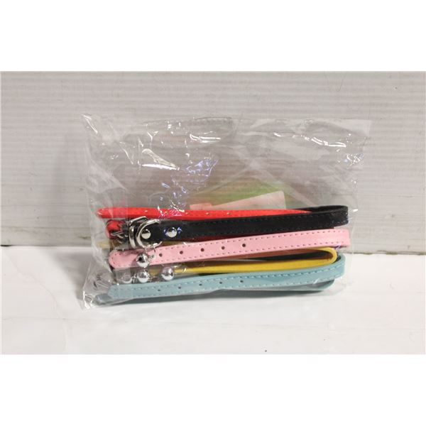 6 PCS CAT BELL LEATHER SAFETY COLLAR NEW