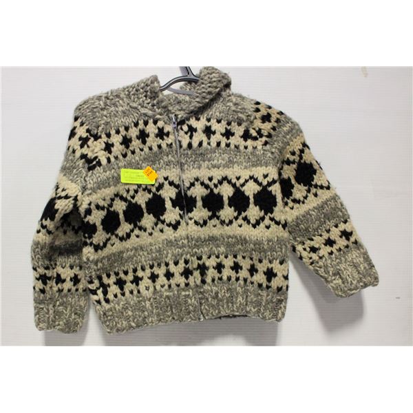B.C. COWICHAN WOOL SMALL YOUTH ZIP FRONT SWEATER