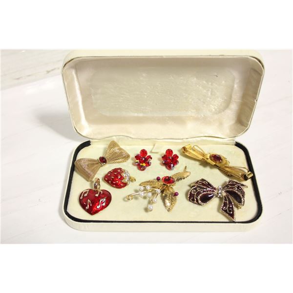 SHERMAN SIAM RED CRYSTAL EARRINGS