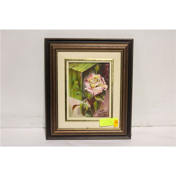 ESTATE 8 X 9 ORIGINAL OIL PAINTING"DUSTY PINK ROS