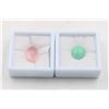 #42-NATURAL CHRYSOPRASE 6.05CT& ROSE QUARTZ 13.15C