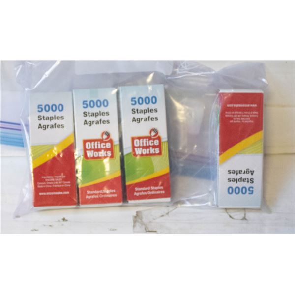 4 BOXES OF OFFICE WORKS STANDARD STAPLES -
