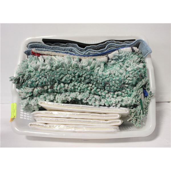 BIN OF NEW AND USED FLAT MOP HEADS & PADS 12-24"