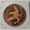 Image 2 : 13)  ROUND OF 1 OUNCE OF PURE COPPER, USA EAGLE