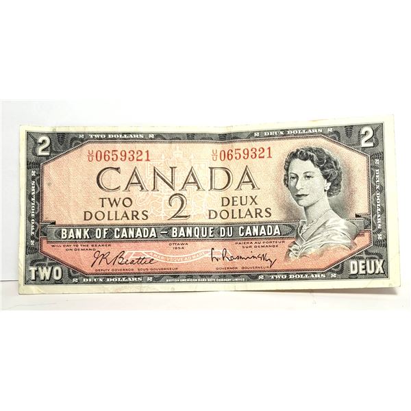 6)  CANADIAN 1954 $2.00 BANKNOTE.