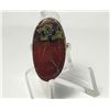 25)  OVAL DRAGON'S BLOOD SIZE 7.5 BEZEL SET RING