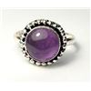 24)  ROUND SIZE 8 AMETHYST RING WITH BEAD