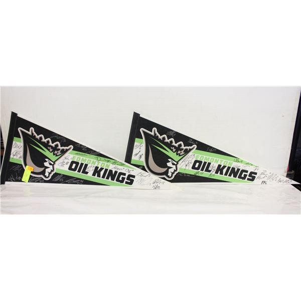 2 SIGNED OIL KINGS BANNER FLAG PENDANTS TOGETHER