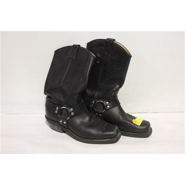 MENS 9 CANADA WEST LEATHER BIKER BOOTS-ESTATE