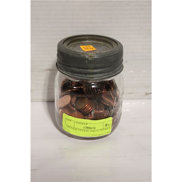 VINTAGE ESTATE JAR OF PENNIES
